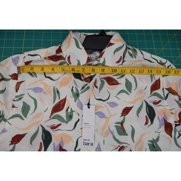 Bar 111 Men' SMALL Long Sleeve Shirt Untucked Fit Slim Fit Stretch Autumn Leaves - Picture 5 of 12